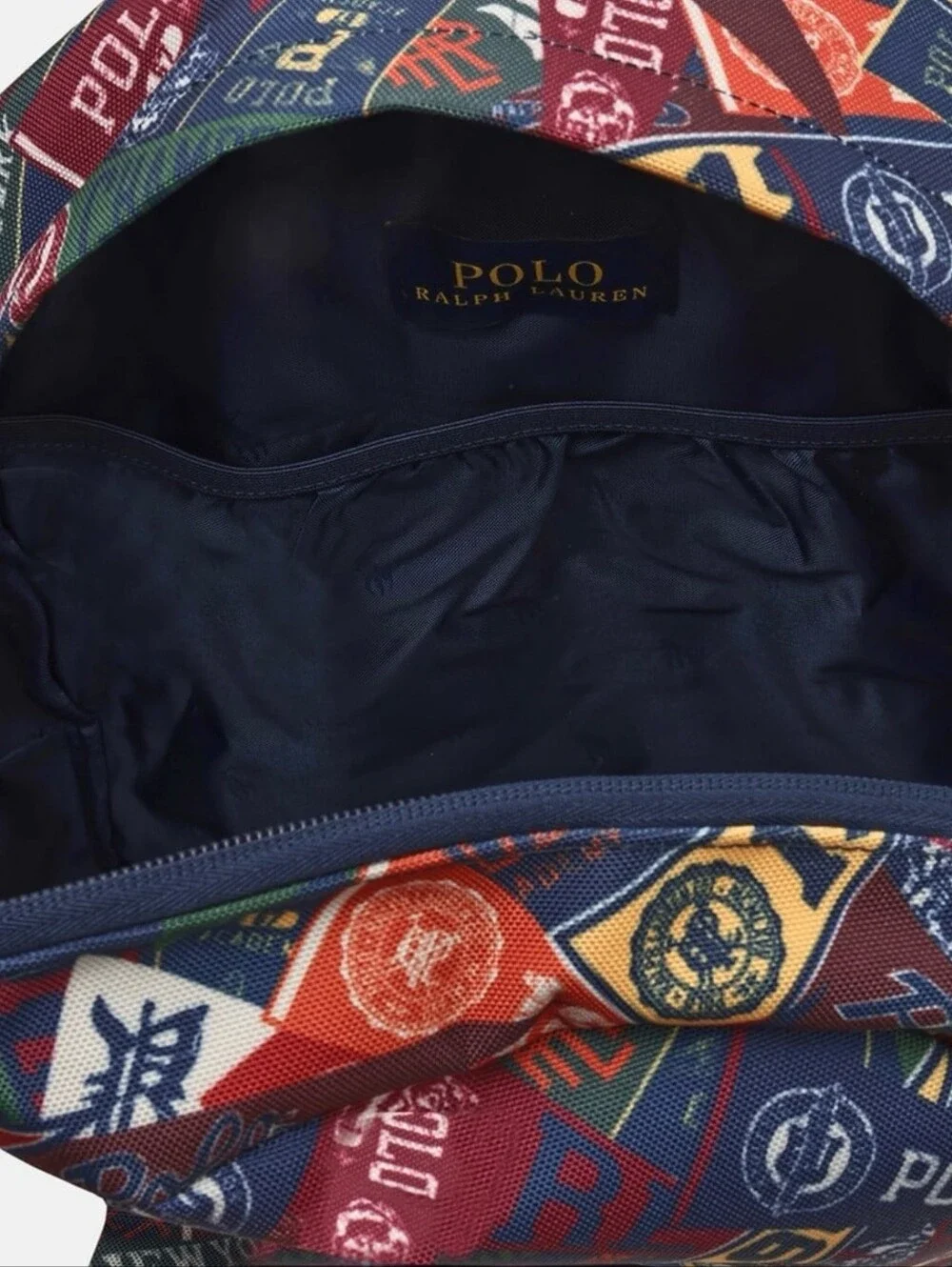 Polo by Ralph Lauren Multicolor Patchprint Backpack in Navy, Red, Green